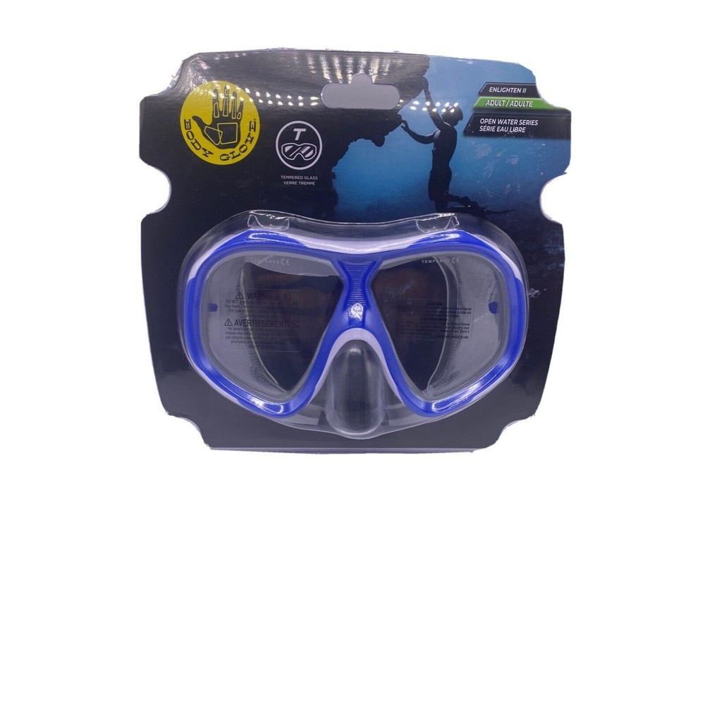 Body Glove Enlighten II Adult Swimming Diving Snorkel Mask, Blue Tempered Glass